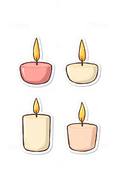 卡通风格燃烧蜡烛贴纸素材