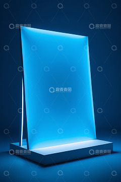 蓝色发光展示台
