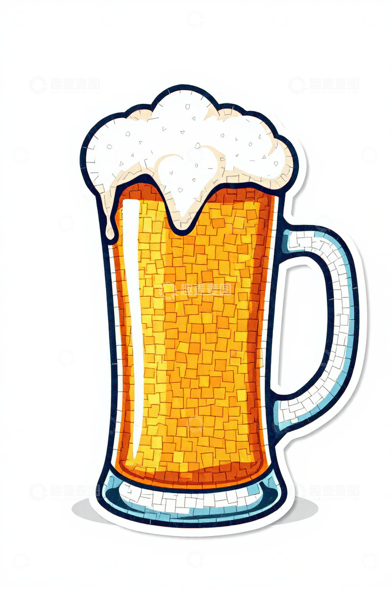 高清大图下载【趣麦麦图】卡通风格满溢啤酒插画