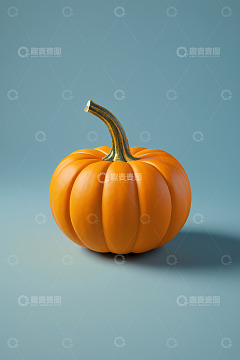 单颗橙色南瓜特写