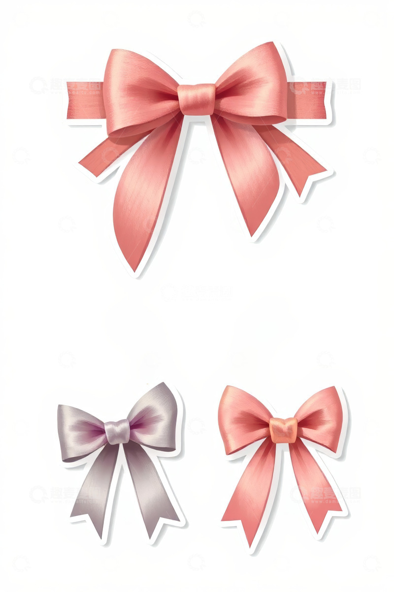 高清大图下载【趣麦麦图】三款不同颜色丝带蝴蝶结素材