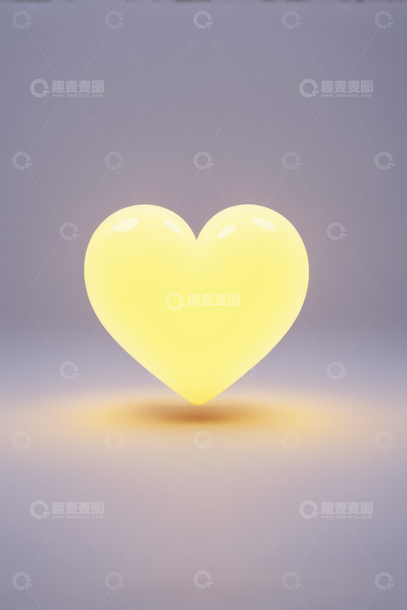 高清大图下载【趣麦麦图】悬浮黄色爱心符号