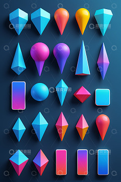 多彩立体几何图形集合