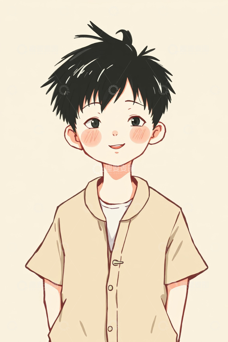 高清大图下载【趣麦麦图】可爱男孩卡通形象插图