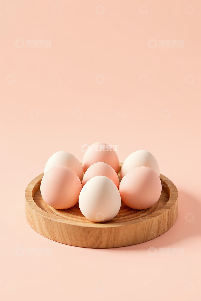 高清大图下载【趣麦麦图】木盘上的鸡蛋静物素材