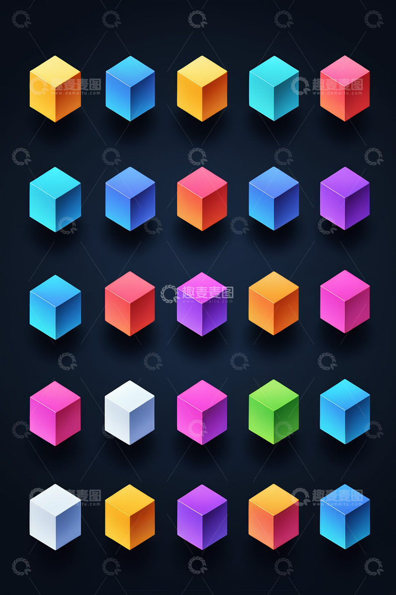 高清大图下载【趣麦麦图】彩色立方体排列图案
