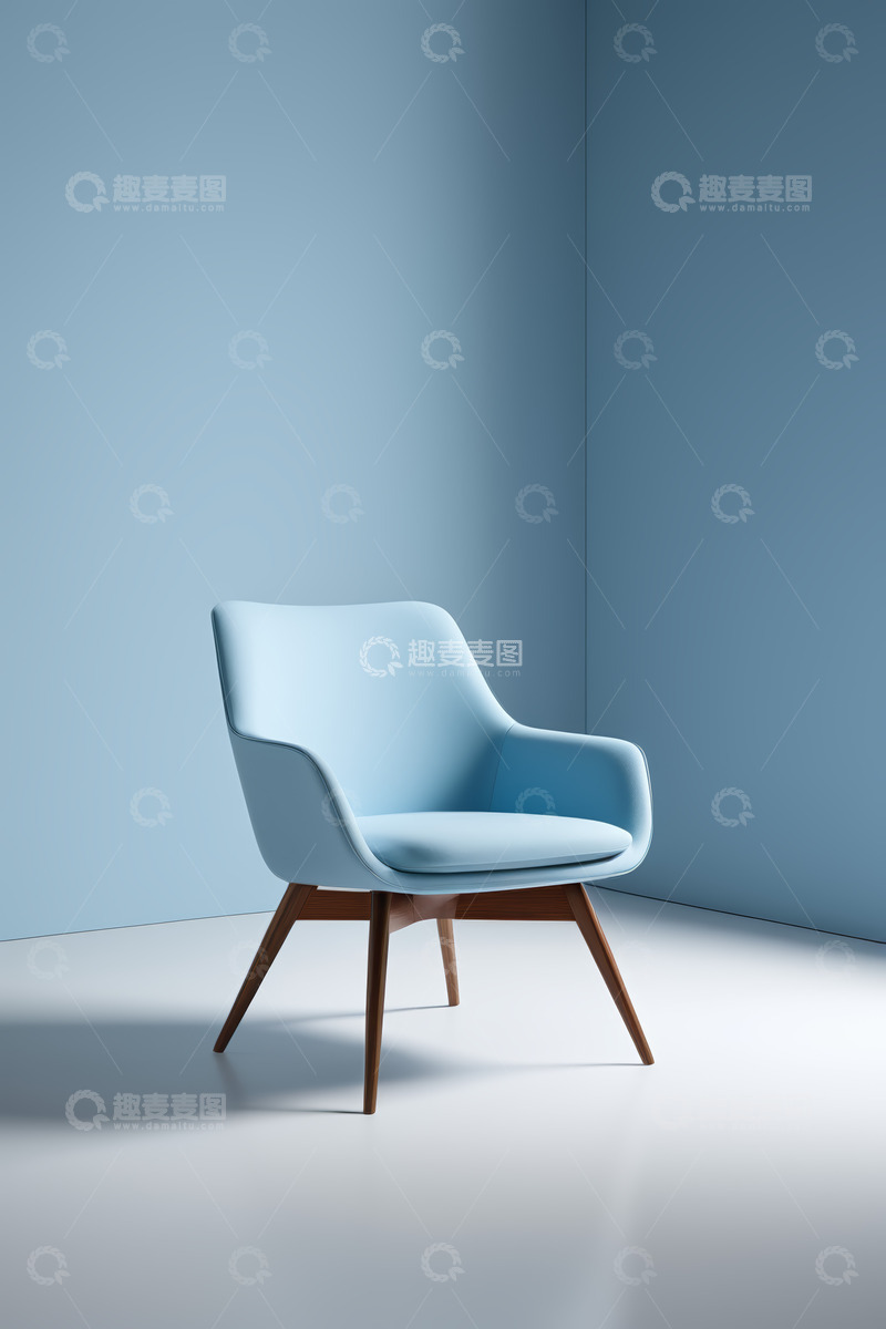 高清大图下载【趣麦麦图】浅蓝色现代风格单人沙发
