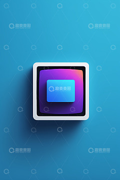 蓝色背景上的立体方形图标