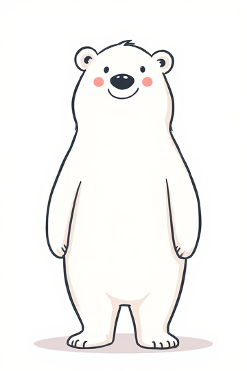 站立的卡通北极熊形象