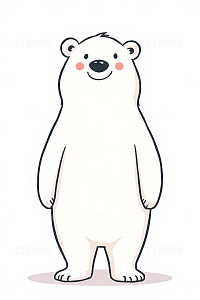 站立的卡通北极熊形象