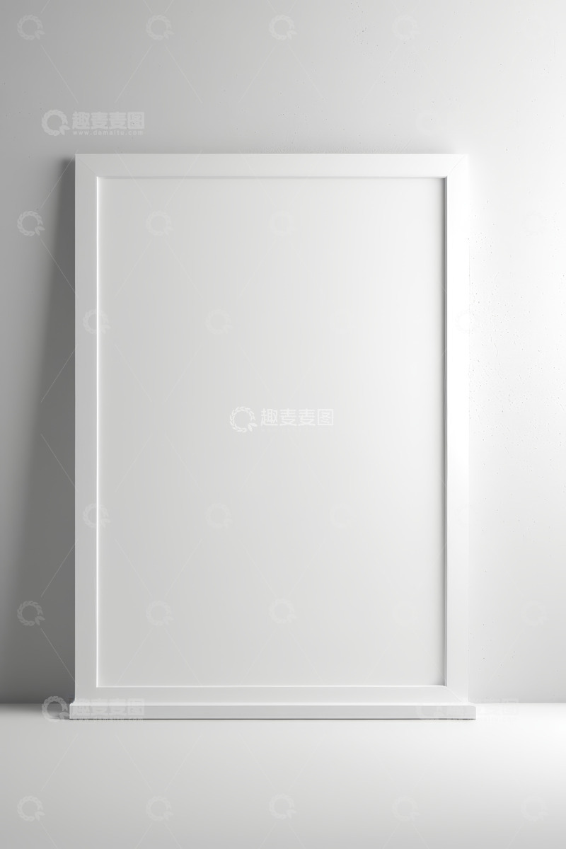 高清大图下载【趣麦麦图】白色空白相框靠墙摆放