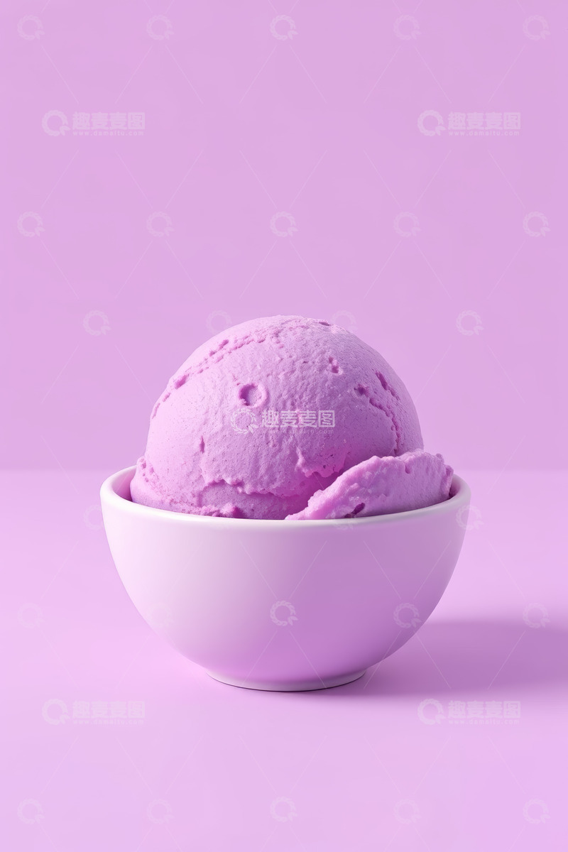 高清大图下载【趣麦麦图】紫色冰淇淋装于白碗中