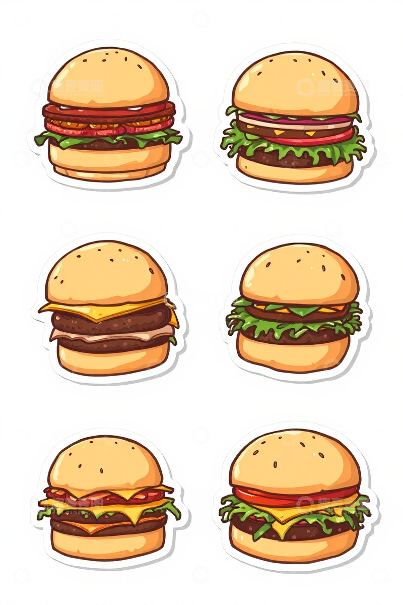 高清大图下载【趣麦麦图】多款卡通汉堡图案素材
