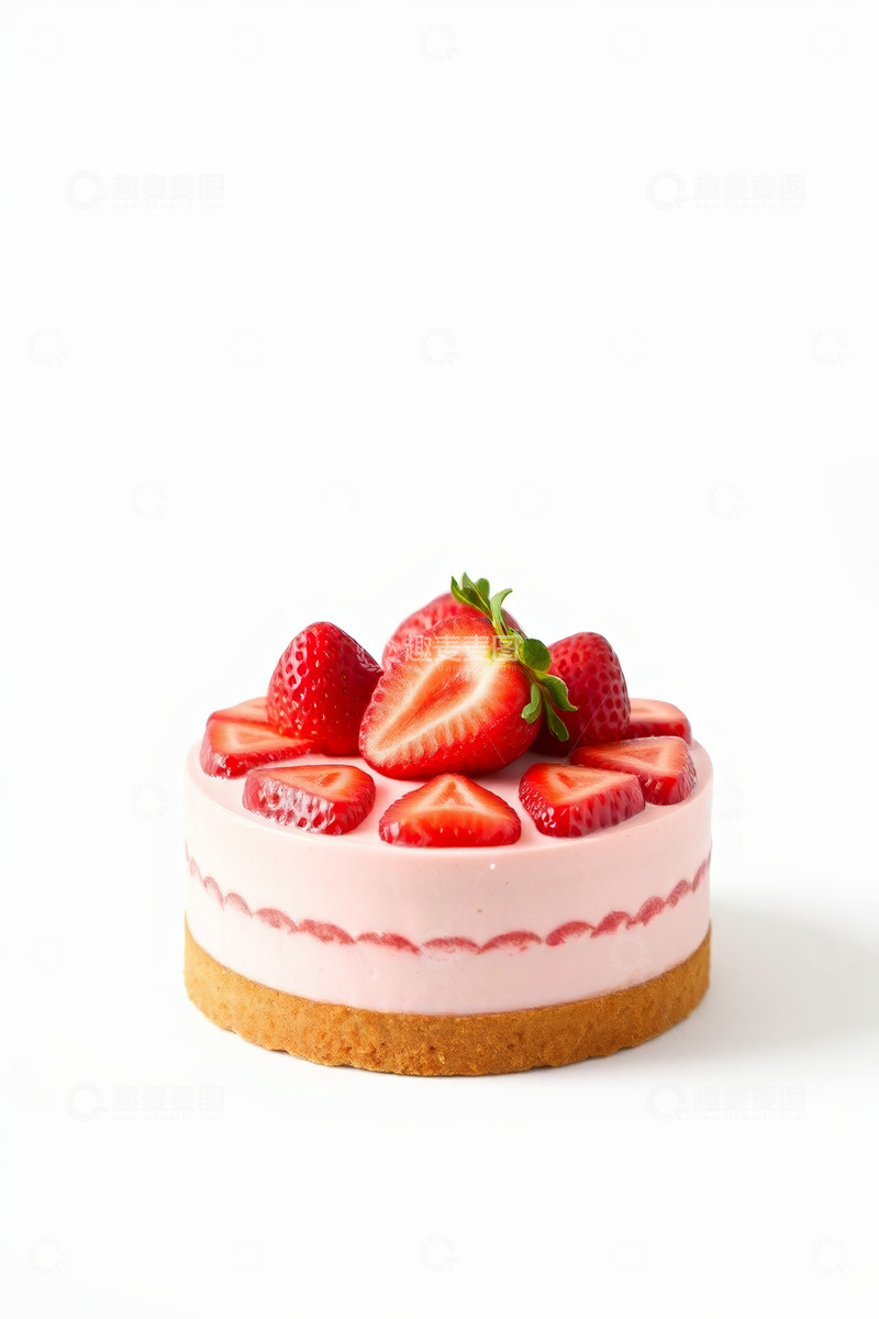 高清大图下载【趣麦麦图】草莓装饰美味蛋糕特写