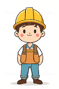 卡通工人形象插画