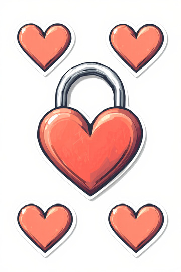 爱心形状挂锁图案素材