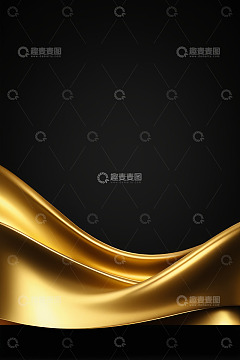 黑色背景金色飘带抽象图案