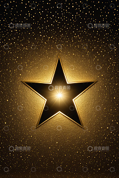 金色发光五角星背景素材
