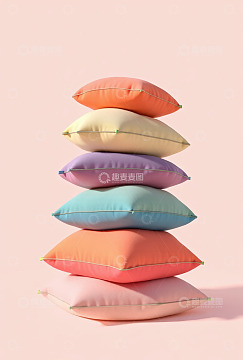 多彩抱枕堆叠造型