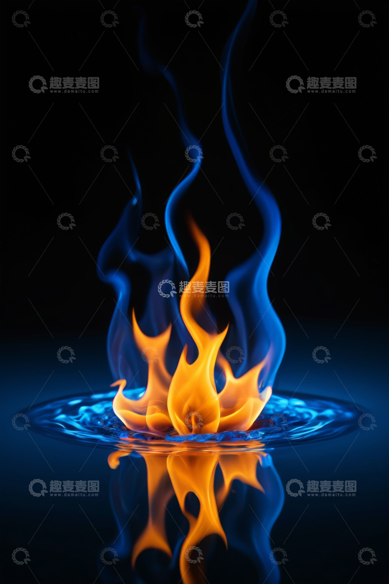 高清大图下载【趣麦麦图】蓝色火焰燃烧特写