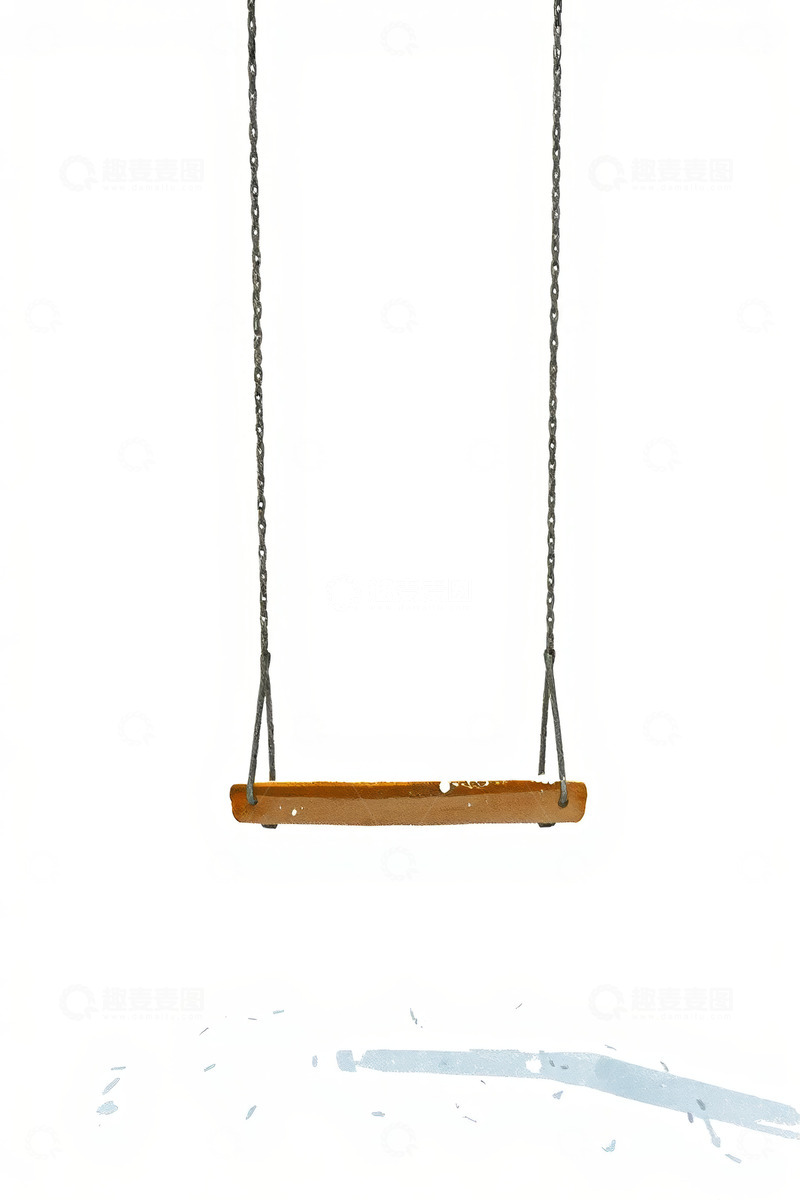高清大图下载【趣麦麦图】户外空荡的木质秋千