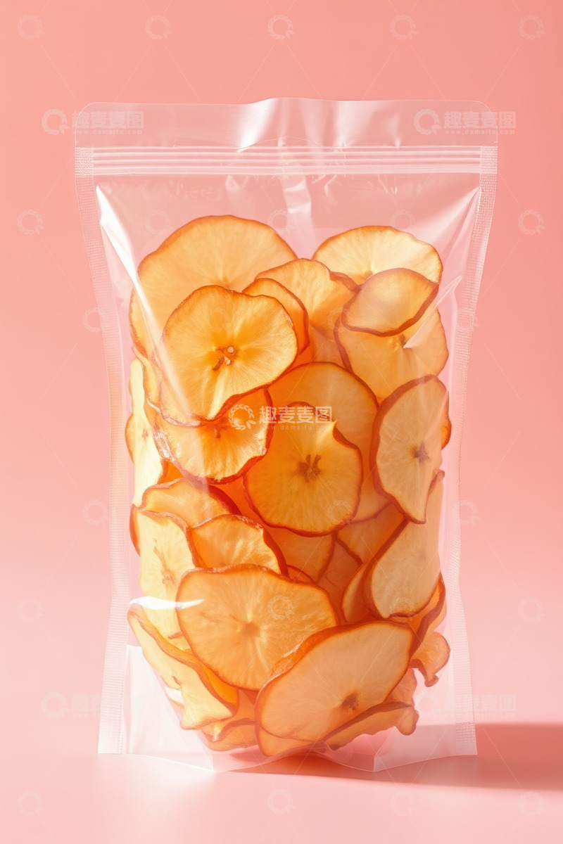 高清大图下载【趣麦麦图】袋装苹果干特写