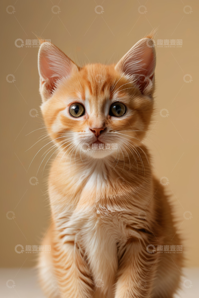 高清大图下载【趣麦麦图】橘色小猫正面特写