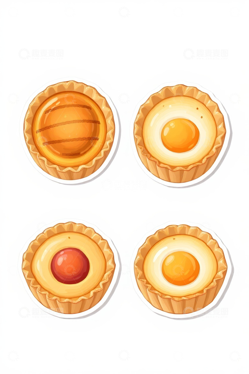 高清大图下载【趣麦麦图】卡通风格蛋挞插画素材