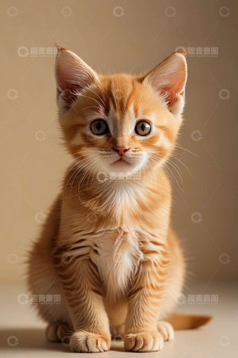 高清大图下载【趣麦麦图】可爱橘色小猫正面特写