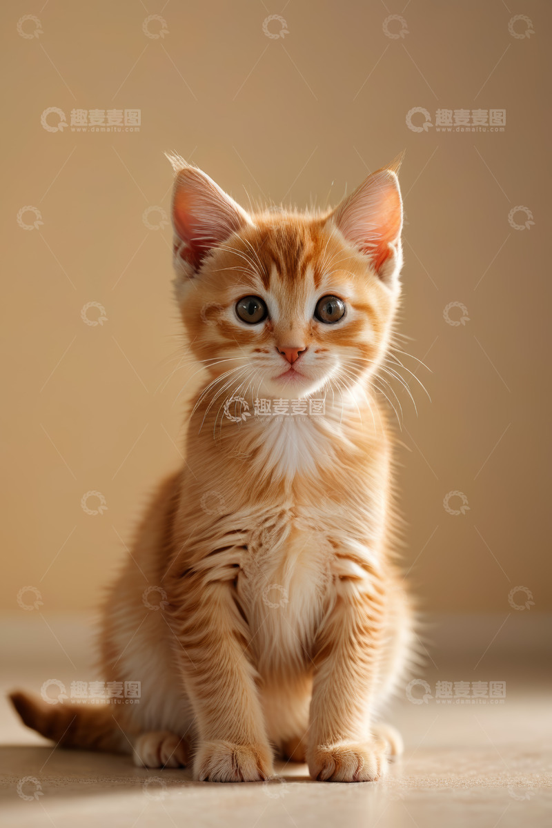 高清大图下载【趣麦麦图】橘色小猫正坐特写