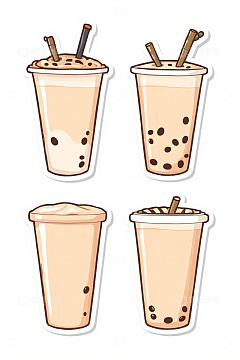 卡通风格珍珠奶茶插画