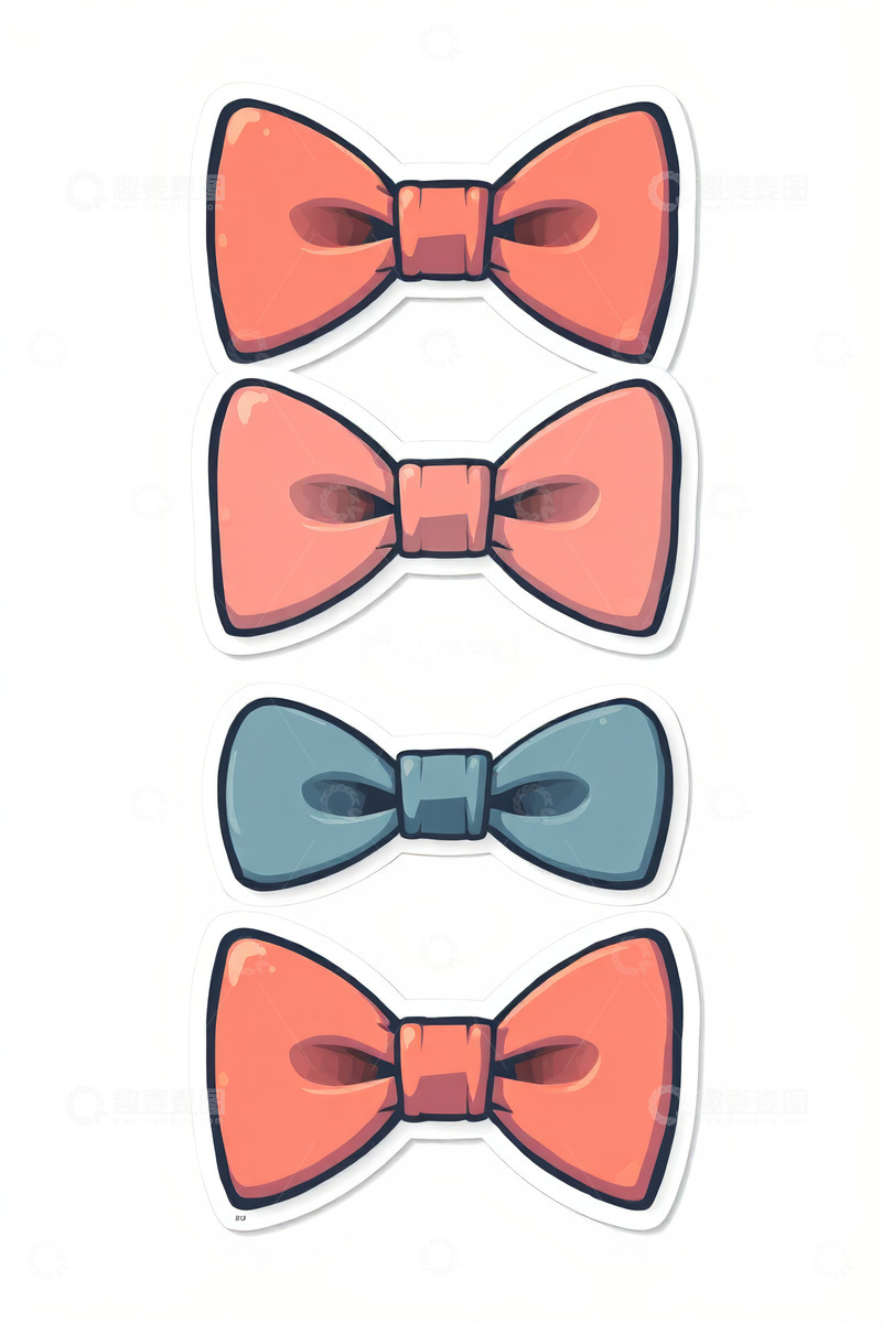 高清大图下载【趣麦麦图】卡通蝴蝶结装饰图案素材