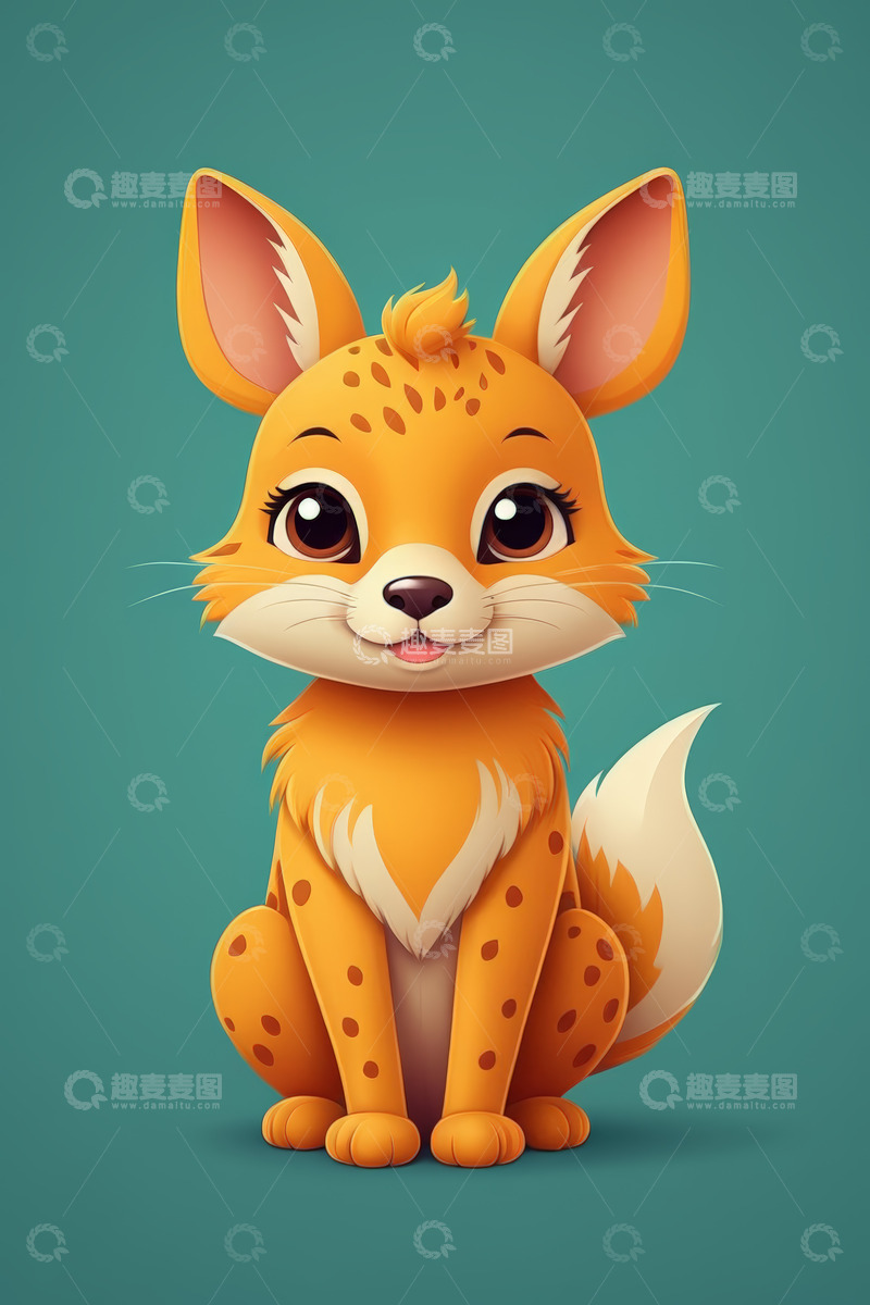 高清大图下载【趣麦麦图】可爱卡通小狐狸坐立形象