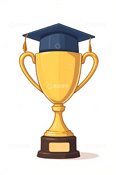 带学士帽的金色奖杯插图