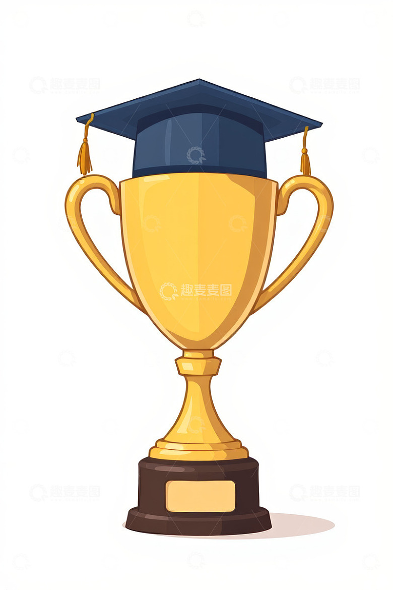 带学士帽的金色奖杯插图