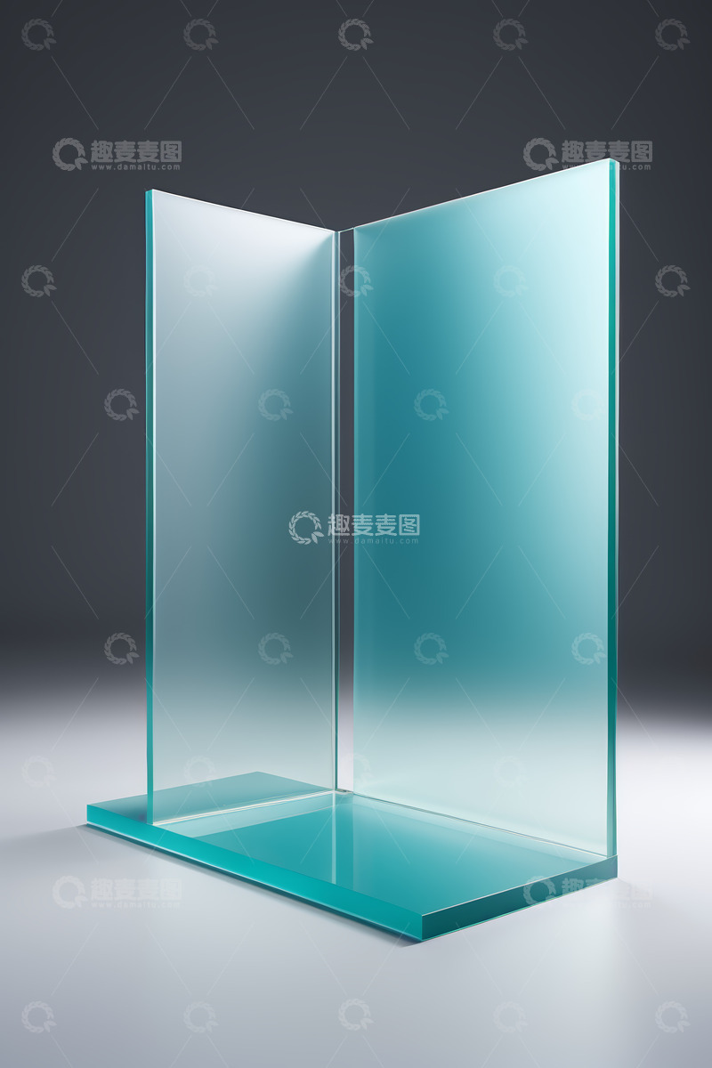高清大图下载【趣麦麦图】浅蓝色透明玻璃展示架