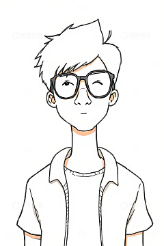 戴眼镜的卡通男孩头像