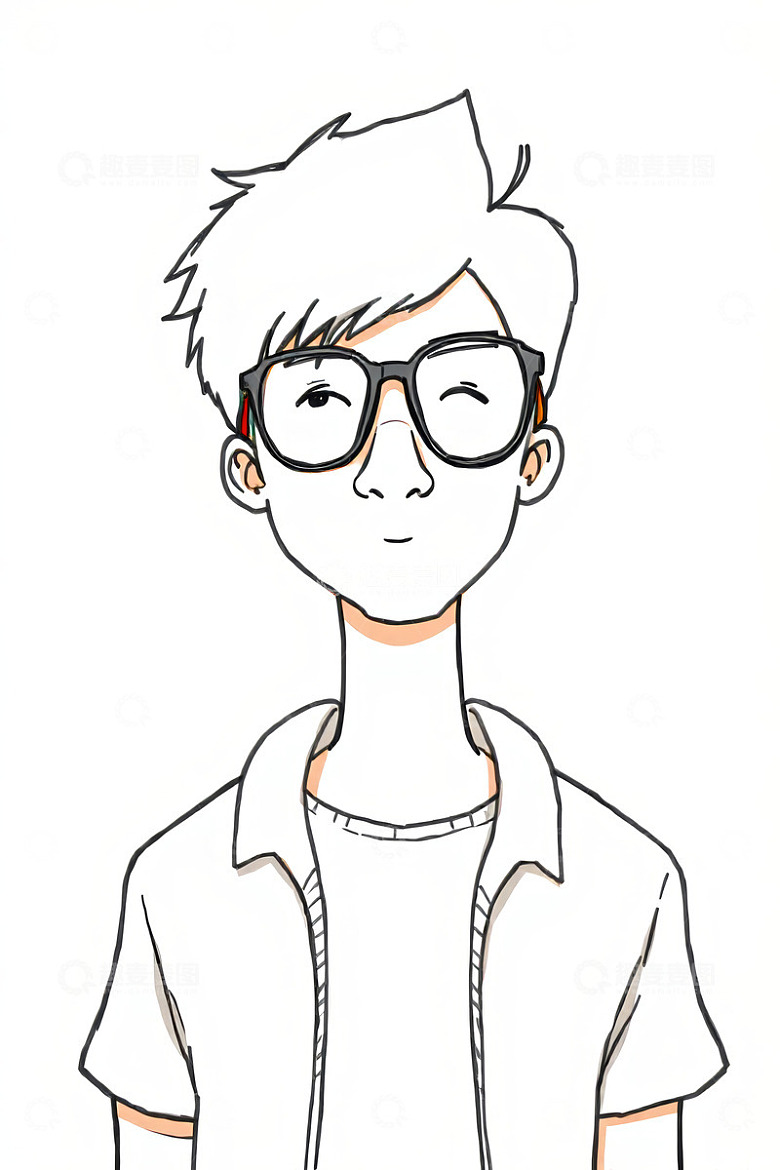 戴眼镜的卡通男孩头像