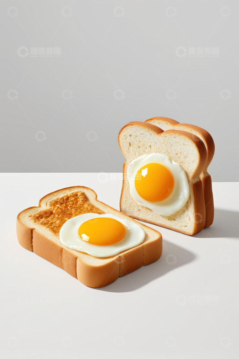 高清大图下载【趣麦麦图】面包夹鸡蛋美食特写