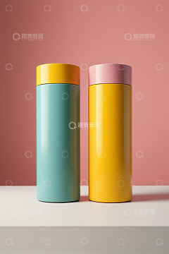 双色保温杯静物展示