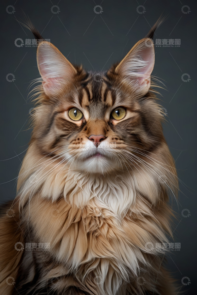 高清大图下载【趣麦麦图】缅因猫特写肖像
