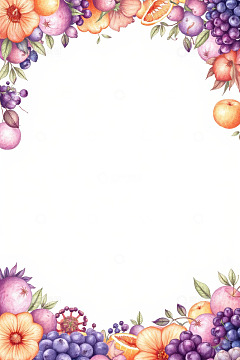 水果花卉装饰边框插画