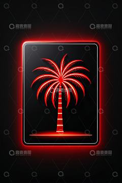 红色霓虹灯棕榈树图案