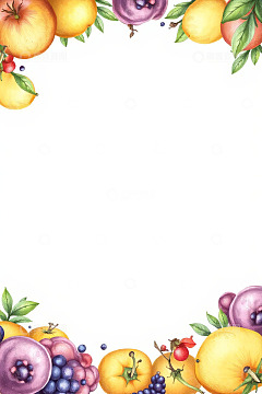 水彩风格水果边框素材