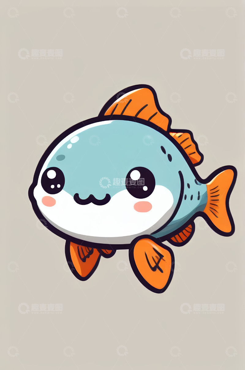 高清大图下载【趣麦麦图】可爱卡通小鱼插画