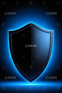 蓝色发光盾牌安全图标