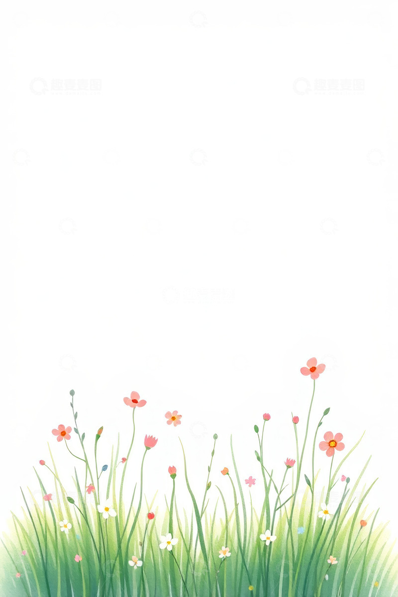 高清大图下载【趣麦麦图】手绘花草底部边框背景素材