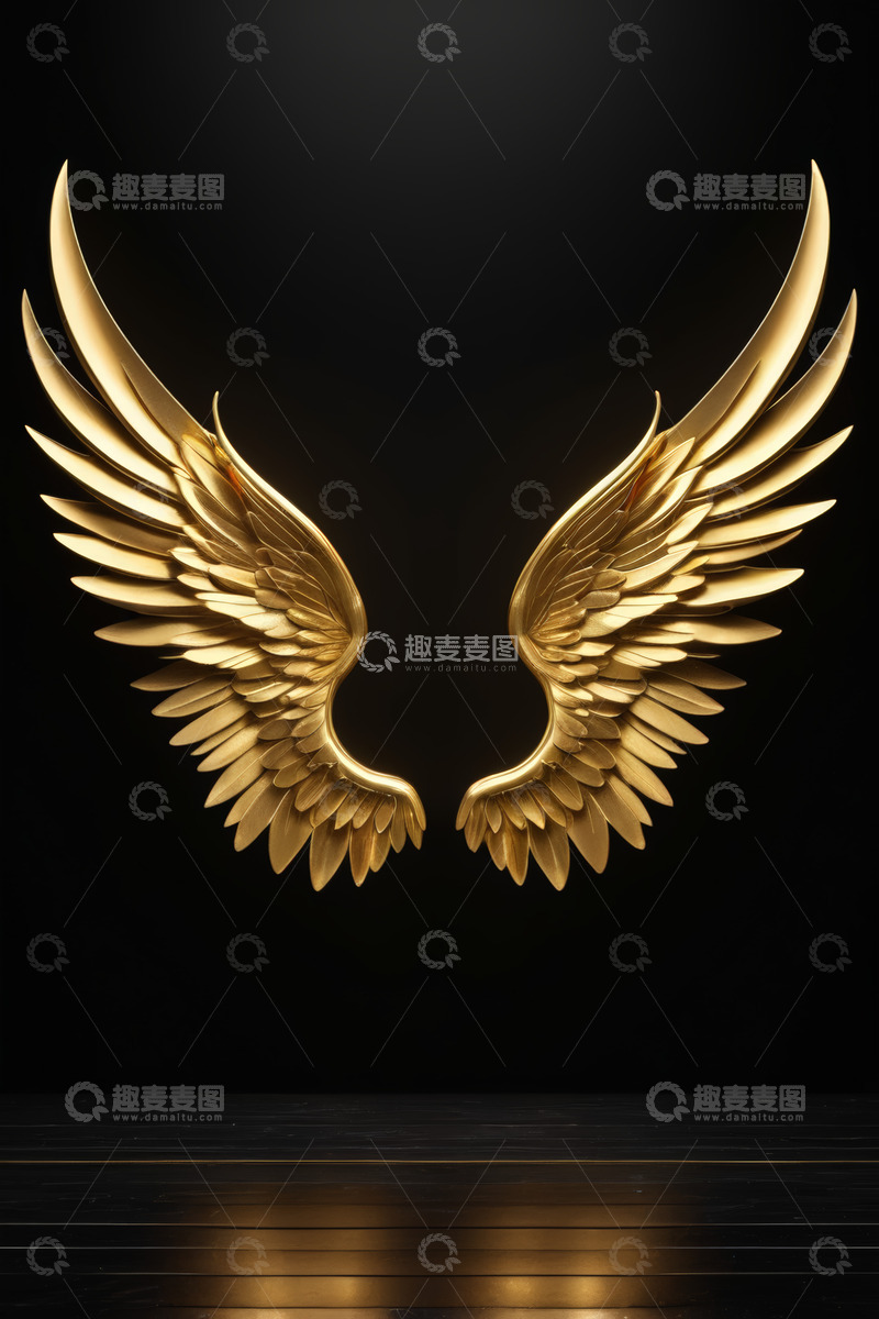 高清大图下载【趣麦麦图】金色天使翅膀设计素材