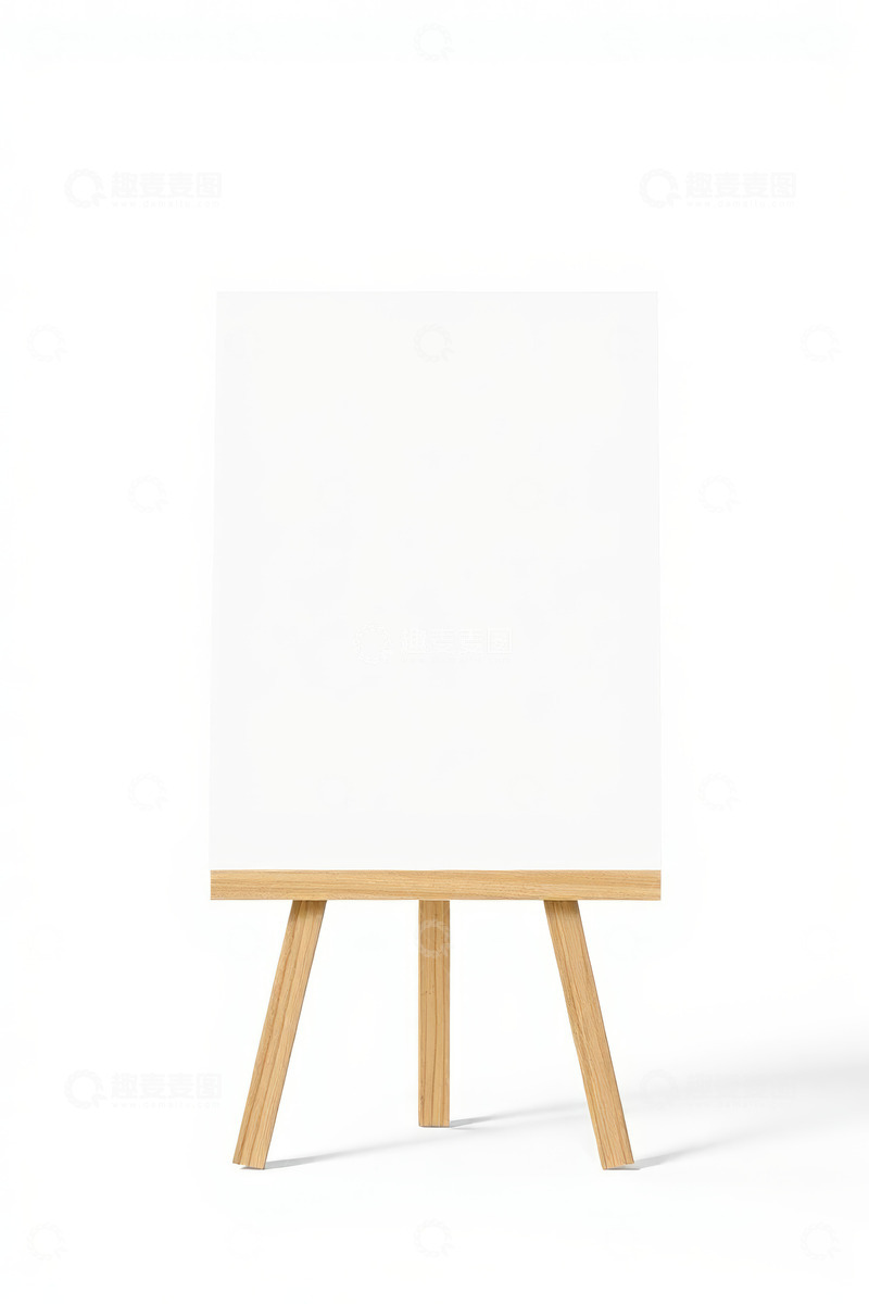 高清大图下载【趣麦麦图】白色画板置于木质画架上