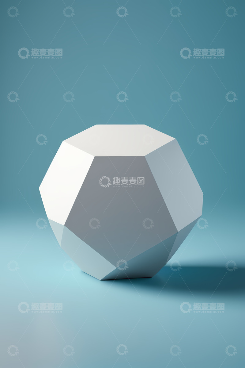 高清大图下载【趣麦麦图】蓝色背景白色几何立体模型